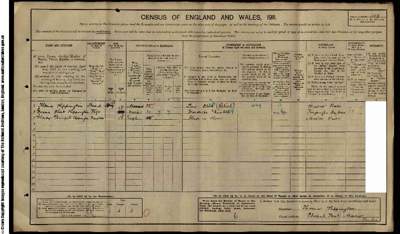 Rippington (Thomas 1852) 1911 Census